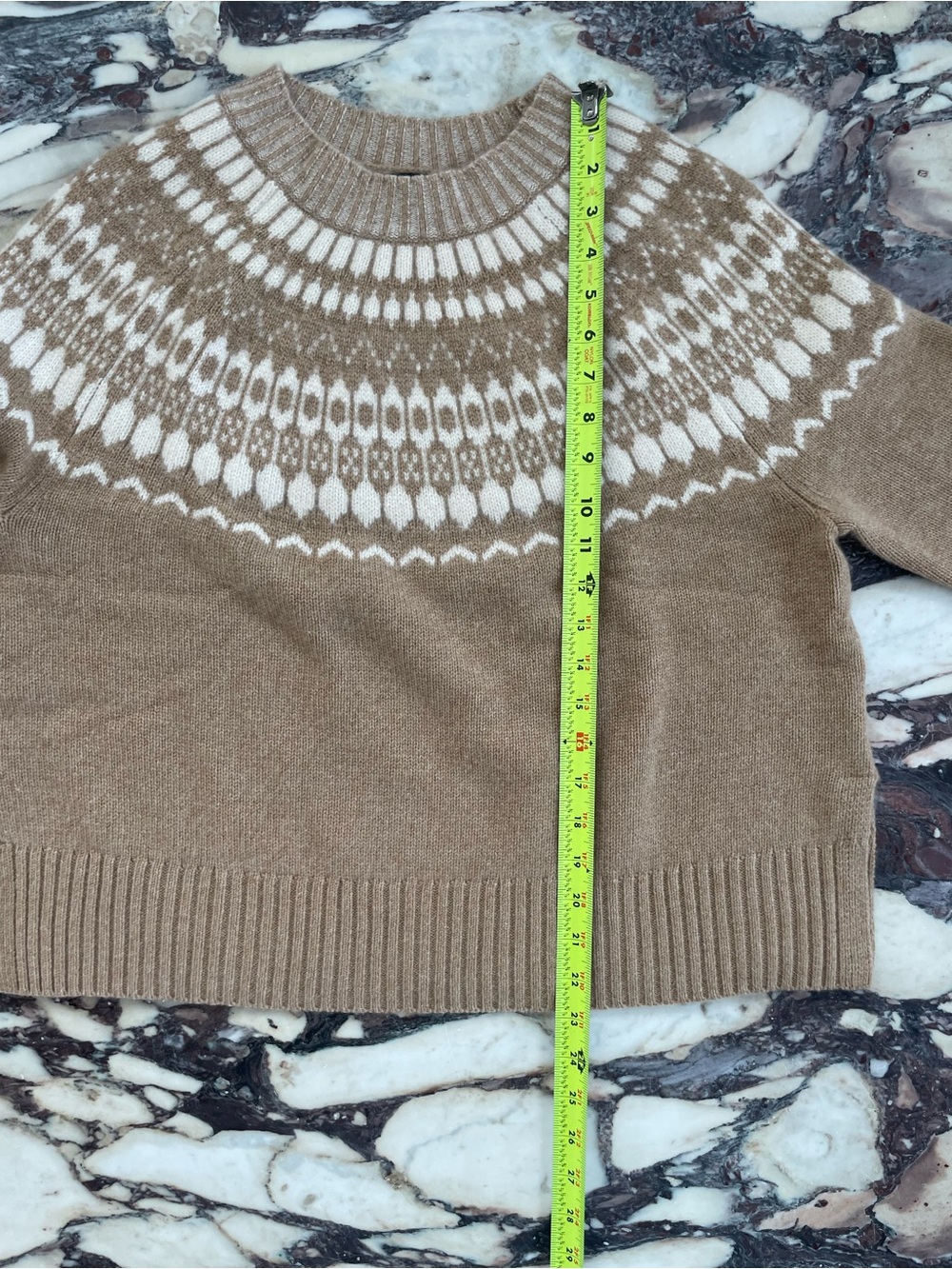 Jcrew Cashmere Boxy Fair Isle Sweater Tan S - Picture 5 of 7
